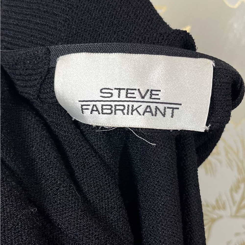 Vintage Steve Fabrikant Black Long Sleeve Knit Dress w/Gold Fish Skeleton Trim - Picture 5 of 6